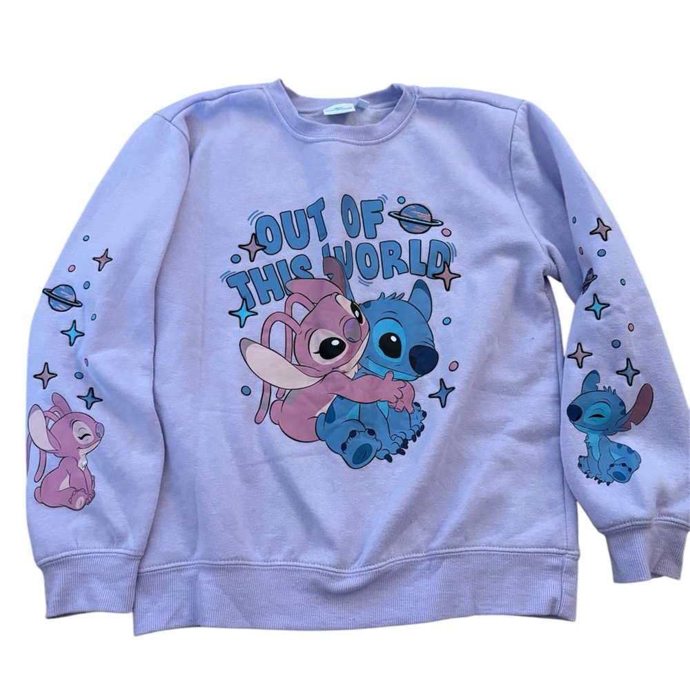 Disney Stitch Purple Sweatshirt with Cartoon Graphics